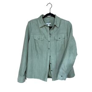 Croft & Barrow Women’s Faux Suede Blouse Green Size S Soft Dressy Top EUC